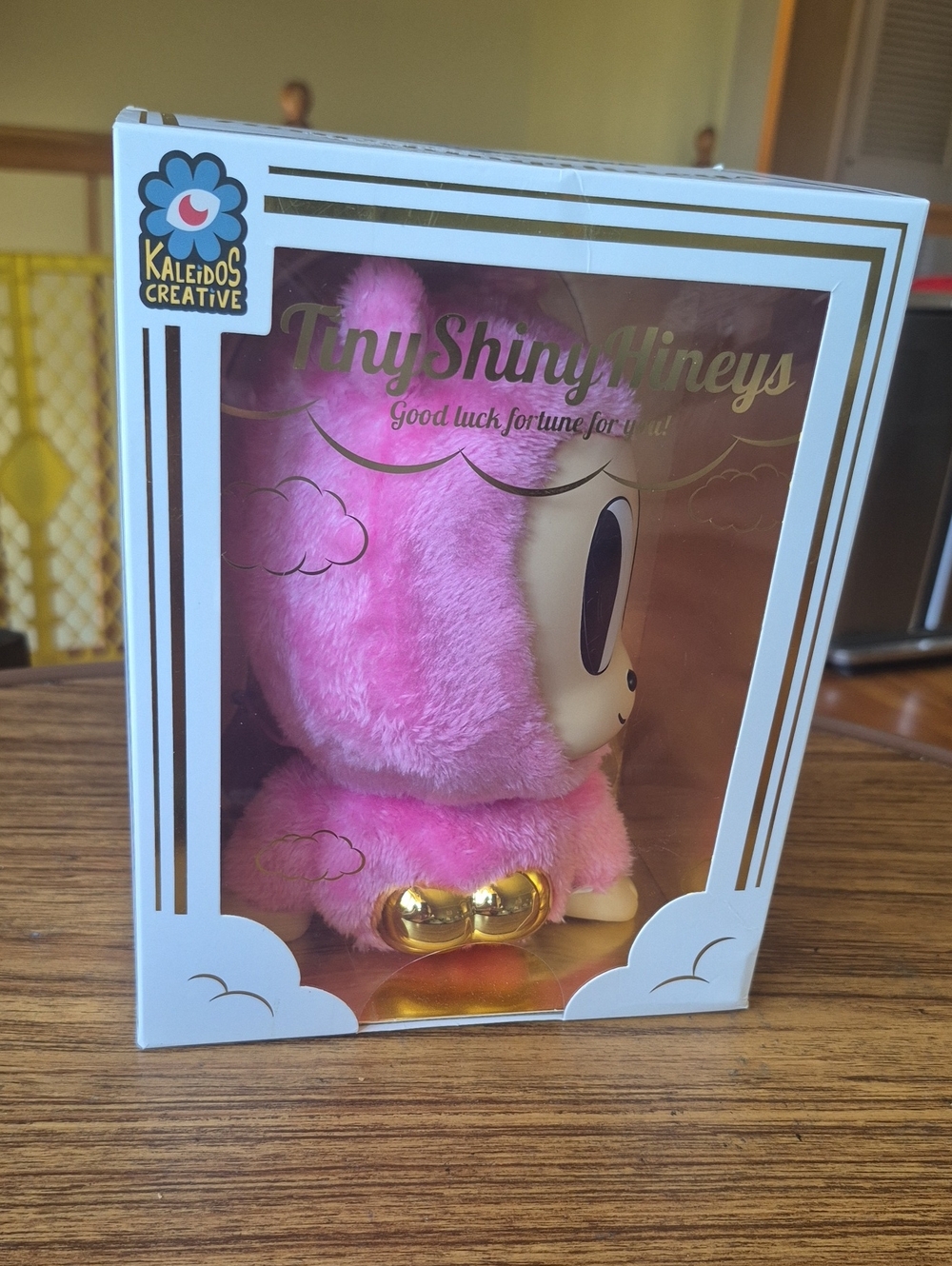 New In Sealed Box Tiny Shiny Mineys Pink Plush Figure with Gold Accent